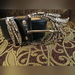 Leatherock Black Belt with Silver Accents